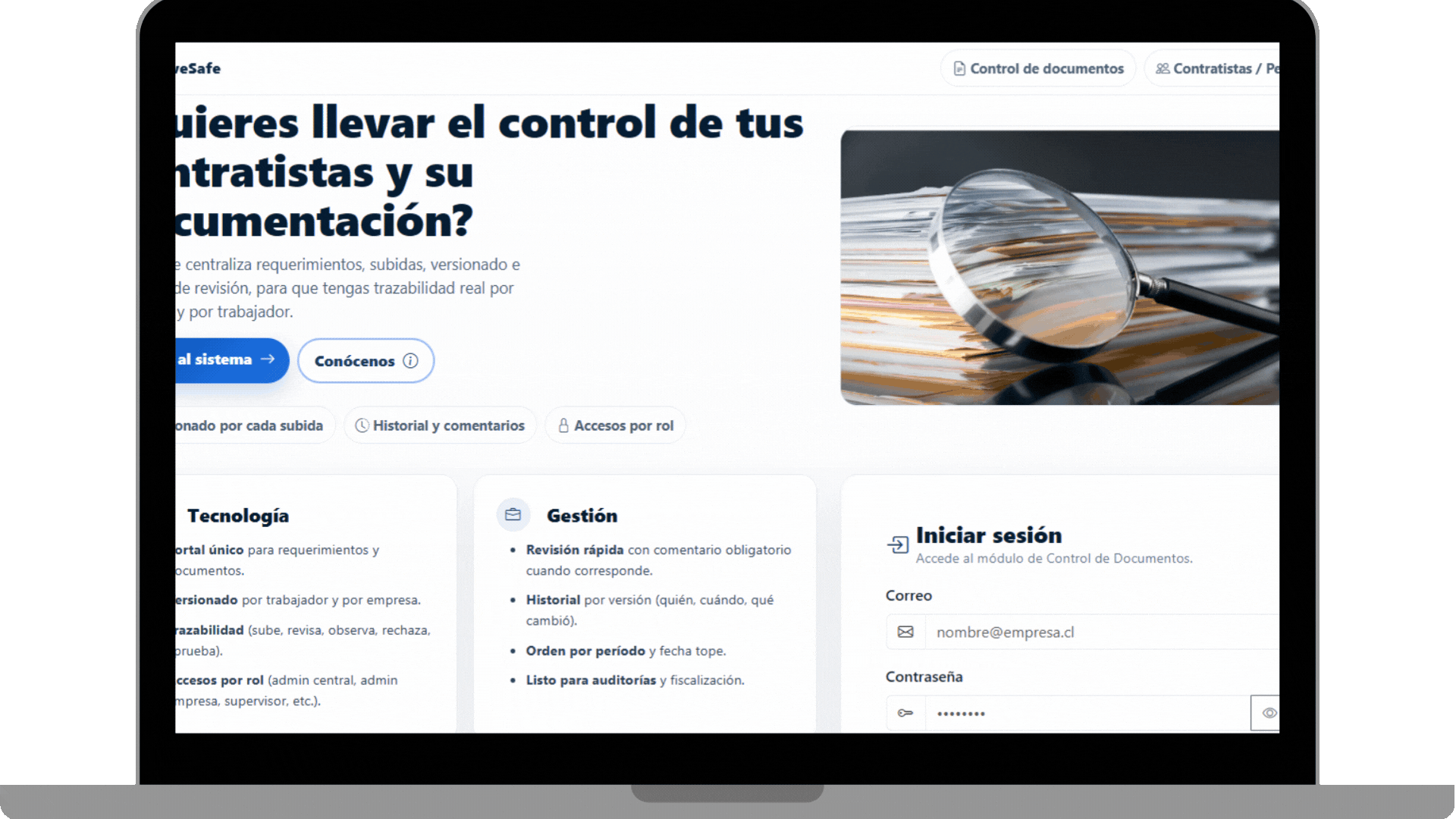 Sistema Control de Documentos PreveSafe