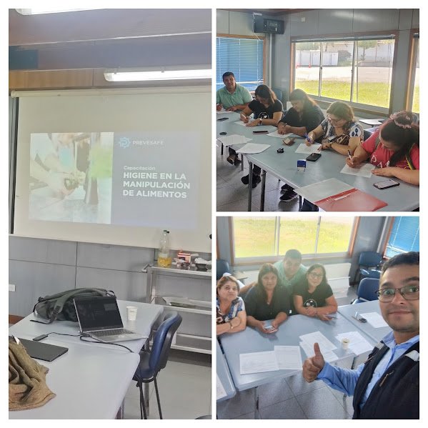 Fotografías de capacitación en higiene en la manipulación de alimentos.